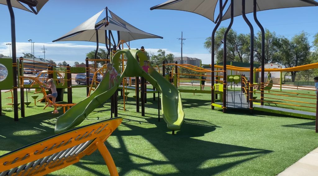 commercial playground artificial turf installation