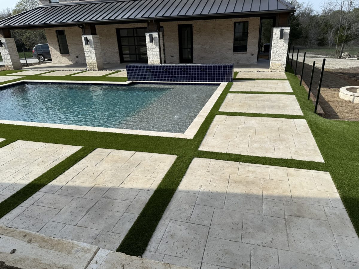 pool decking Turf Layers installation in Gunter, Texas
