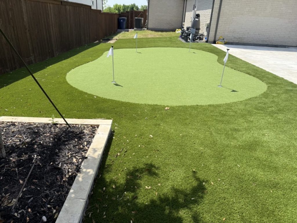 Turf Layers putting green installation in Celina, TX