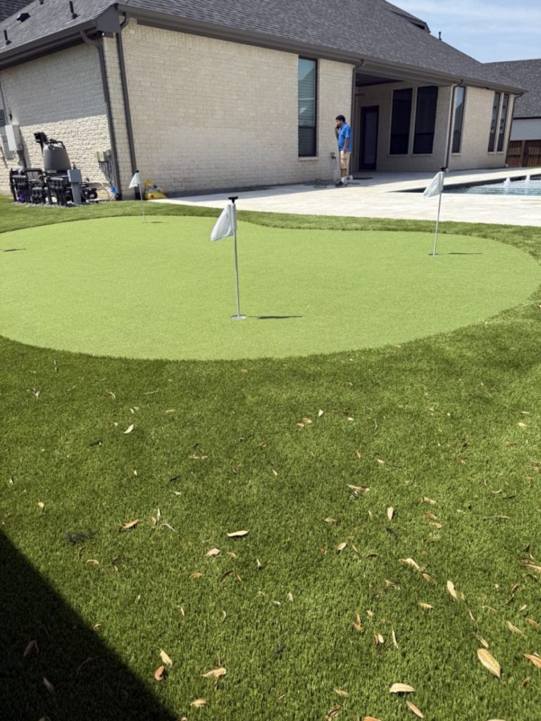 Turf Layers putting green installation in Celina, TX