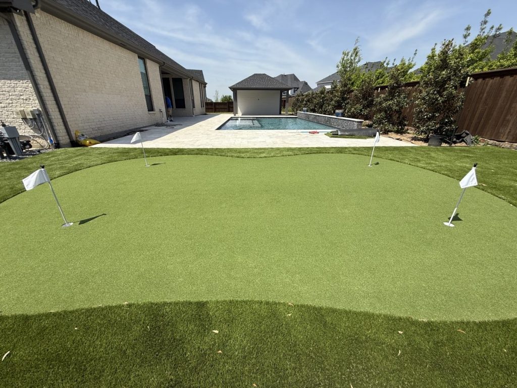 Turf Layers putting green installation in Celina, TX