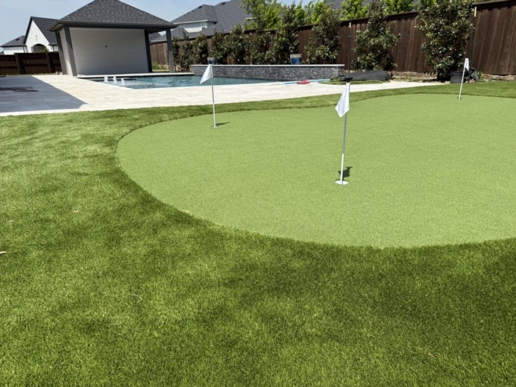 Turf Layers putting green installation in Celina, TX