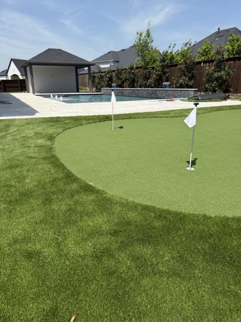 Turf Layers putting green installation in Celina, TX