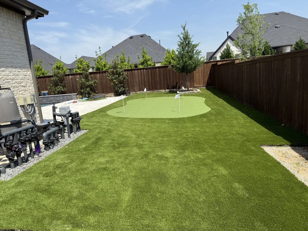 Turf Layers putting green installation in Celina, TX