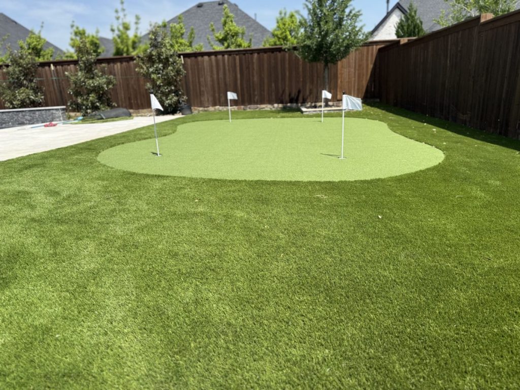 Turf Layers putting green installation in Celina, TX