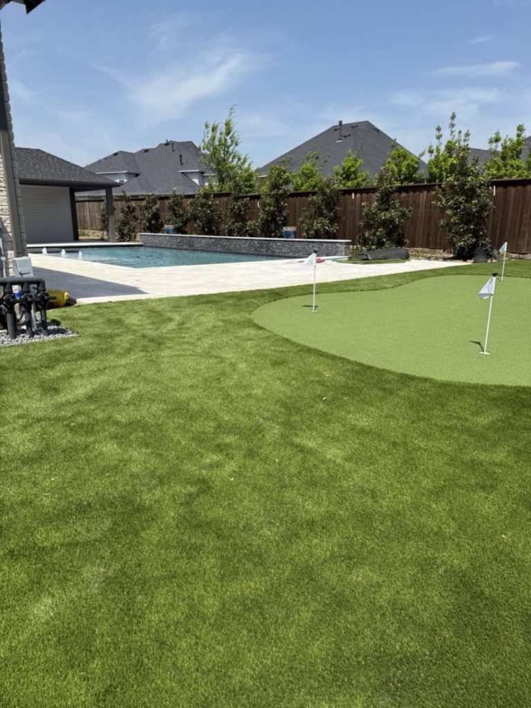 Turf Layers putting green installation in Celina, TX