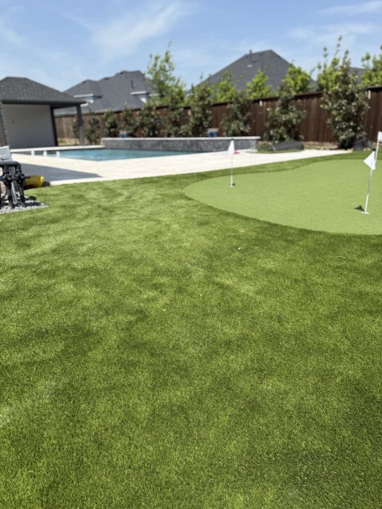 Turf Layers putting green installation in Celina, TX