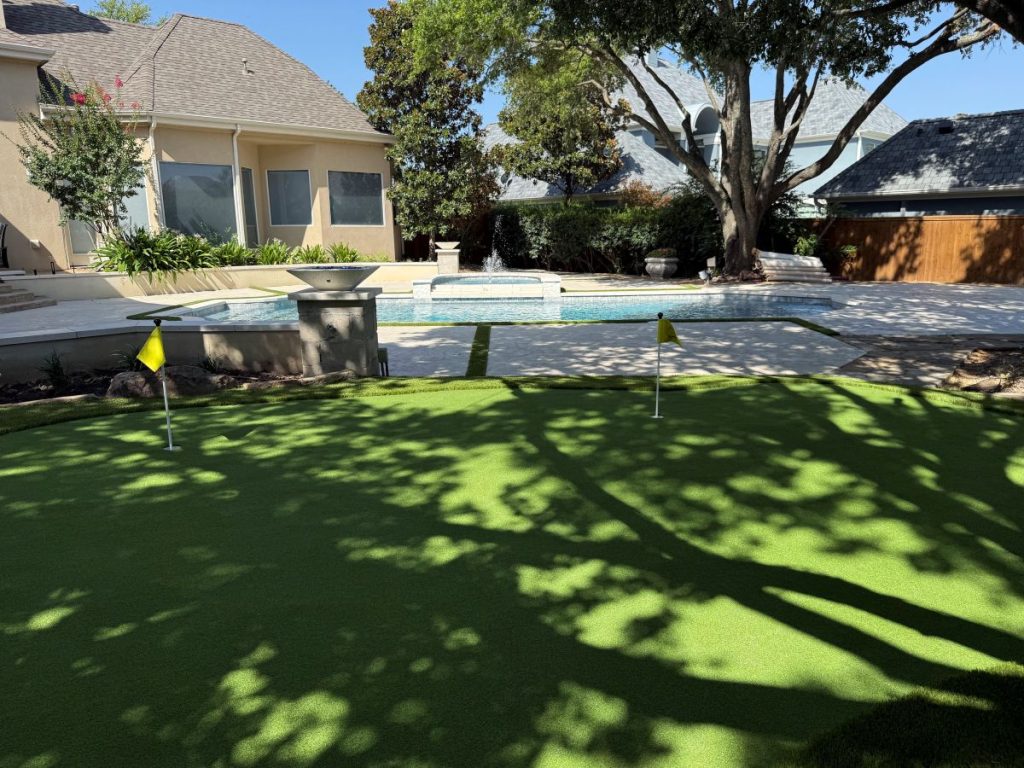Artificial Turf putting greens, pool, backyard